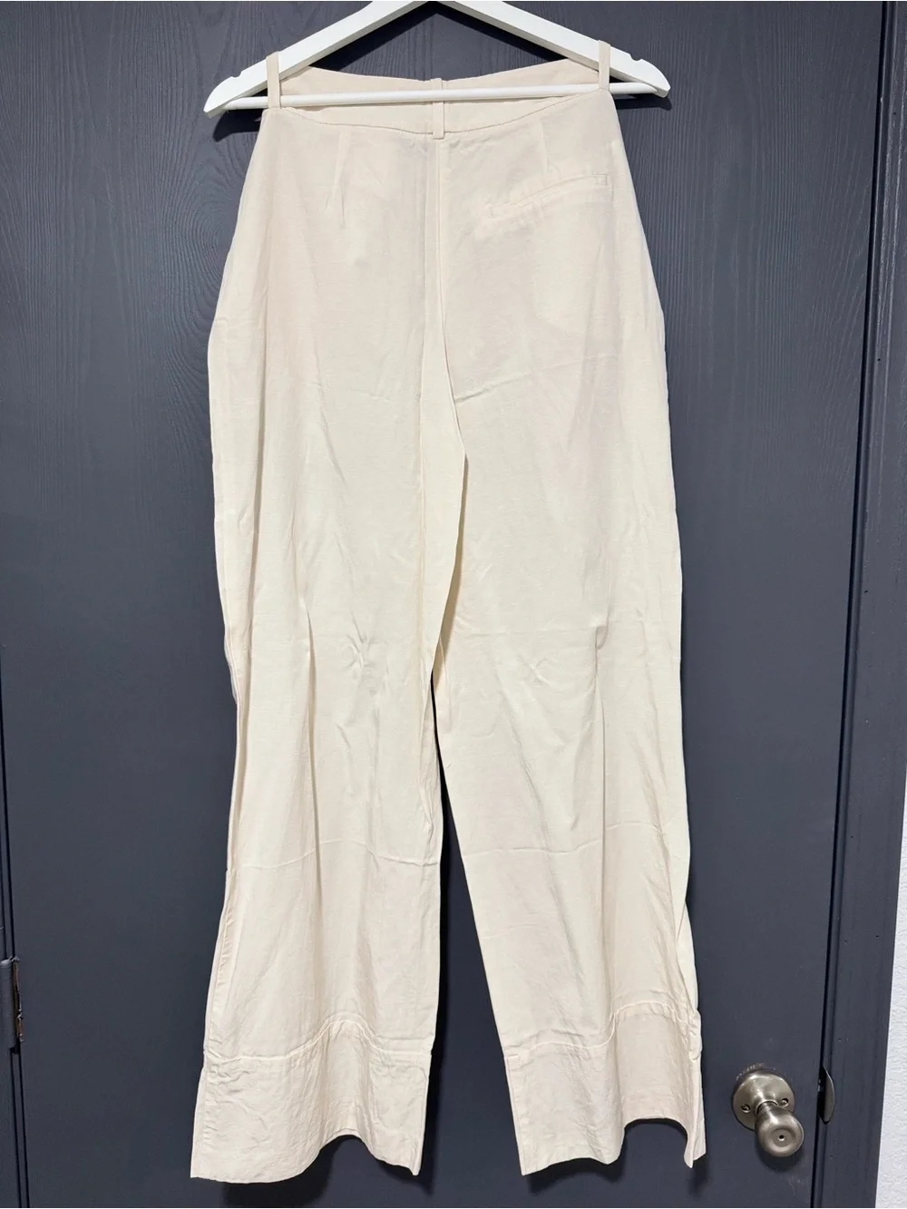 Mango lightweight linen High-Rise Wide Leg Pants in Cream